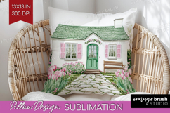 Cottagecore Pillow Sublimation - Green Coquette Pillow PNG Product Image 1