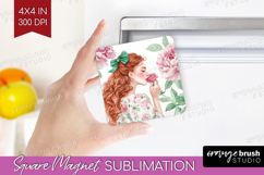 Cottagecore Magnet Sublimation - Green Coquette Square PNG Product Image 1