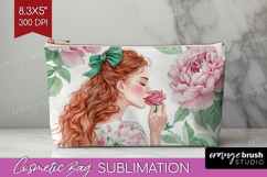 Cottagecore Cosmetic Bag - Green Coquette Makeup Bag PNG Product Image 1
