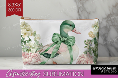 Cottagecore Cosmetic Bag - Green Coquette Makeup Bag PNG Product Image 1