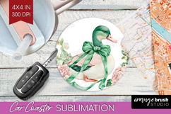 Cottagecore Car Coaster - Green Coquette Coaster PNG Product Image 1
