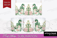 Cottagecore Mug Wrap - Green Coquette Mug PNG Sublimation Product Image 1