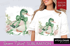 Cottagecore Square Tshirt Background - Green Coquette PNG Product Image 1