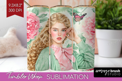 Cottagecore Tumbler Wrap - Green Coquette Tumbler PNG Product Image 1