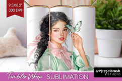 Cottagecore Tumbler Wrap - Green Coquette Tumbler PNG Product Image 1