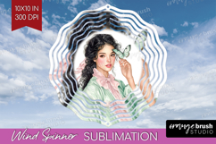 Cottagecore Wind Spinner Sublimation PNG - Green Coquette Product Image 1
