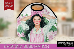 Cottagecore Lunch Bag - Green Coquette Lunch Bug PNG Product Image 1