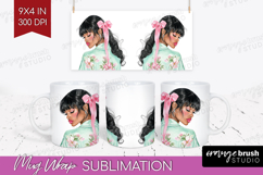 Cottagecore Mug Wrap - Green Coquette Mug PNG Sublimation Product Image 1