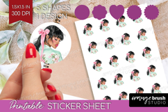 Cottagecore Round Sticker - Green Coquette Printable Sheet Product Image 1