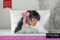 Cottagecore Cosmetic Bag - Green Coquette Makeup Bag PNG Product Image 1