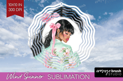 Cottagecore Wind Spinner Sublimation PNG - Green Coquette Product Image 1