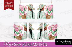Cottagecore Mug Wrap - Green Coquette Mug PNG Sublimation Product Image 1