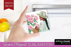 Cottagecore Magnet Sublimation - Green Coquette Square PNG Product Image 1