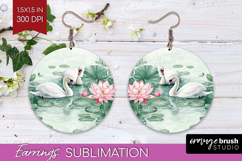 Cottagecore Round Earrings - Green Coquette PNG Sublimation Product Image 1