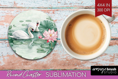 Cottagecore Round Coaster - Green Coquette Coaster PNG Product Image 1