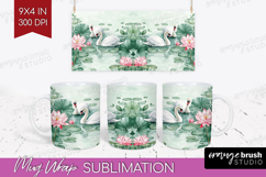 Cottagecore Mug Wrap - Green Coquette Mug PNG Sublimation Product Image 1