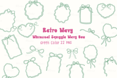 Retro Wavy Bows Outline Frame Whimsical Squiggle Green Color Product Image 1
