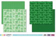 Kids dinosaur themed printable papers in green color palette
