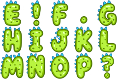 Green Dino Dinosaur Alphabet Lettering Font Monster Cartoon Product Image 3