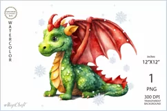 Green dragon png clipart|Watercolor dragon sublimation png Product Image 1