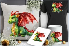 Green dragon png clipart|Watercolor dragon sublimation png Product Image 4
