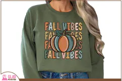 Retro faux embroidery Fall Vibes pumpkin png, Autumn Pumpkin Product Image 5