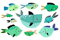 Cute Cartoon Ocean Fish Clipart, Sea Animal Product Image 1