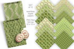 Green Floral Seamless Digital Papers Set of 12 PNG