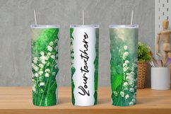 Green Flower Tumbler, Add Your Own Text, Watercolor Green Product Image 1
