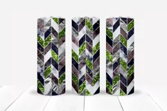 Green Geometric Tangram Skinny Tumbler Chevron Wrap PNG 3