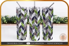 Green Geometric Tangram Skinny Tumbler Chevron Wrap PNG 1