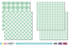 Gingham inspired green digital papers for scrapbooking