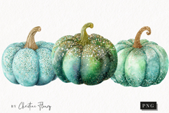 Green Glitter Pumpkin | Fall Png Product Image 1
