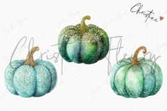 Green Glitter Pumpkin | Fall Png Product Image 3