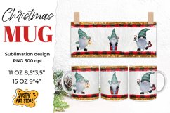 Christmas gnomes mug sublimation buffalo plaid &amp; glitter Product Image 1