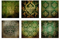 Green &amp; Gold Grunge Damask Backgrounds Product Image 3