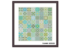 Green granny squares sampler easy cross stitch pattern - Tango Stitch