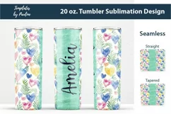 Green Heart Add Your Name Tumbler Wrap for sublimation