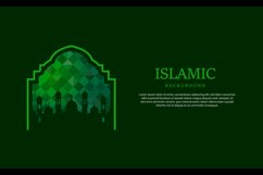 Green islamic background with mosque silhouette vector Product Image 2