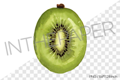 Single Half Cut Green Kiwi Cross Section PNG Clipart Fruit Product Image 1