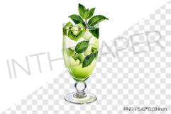 Green kiwi ade in glass PNG Clipart Watercolor Drink Illust Product Image 1