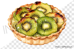 Green kiwi tart PNG Clipart Watercolor Dessert Illustration Product Image 1