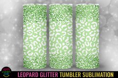 Green Leopard Glitter Tumbler Sublimation I 20 Oz Tumbler Wrap PNG
