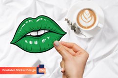 Green Lips Sticker, Colorful Green Lips Sticker, Lips Art Product Image 1
