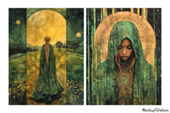 Vintage Pagan Folk Junk Journal Pages, Wiccan Green Witch Product Image 3