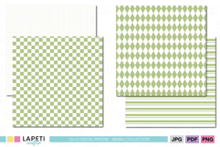 Set of green digital papers for DIY projects