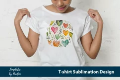 Green pink orange hearts and leaves TShirt Background