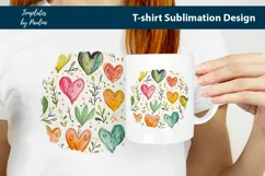Green pink orange hearts and leaves TShirt Background
