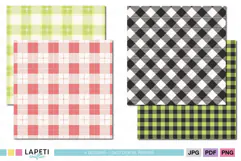 Green and cream plaid digital scrapbook paper background