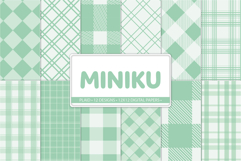 Green plaid digital paper pack for crafting and scrapbooking